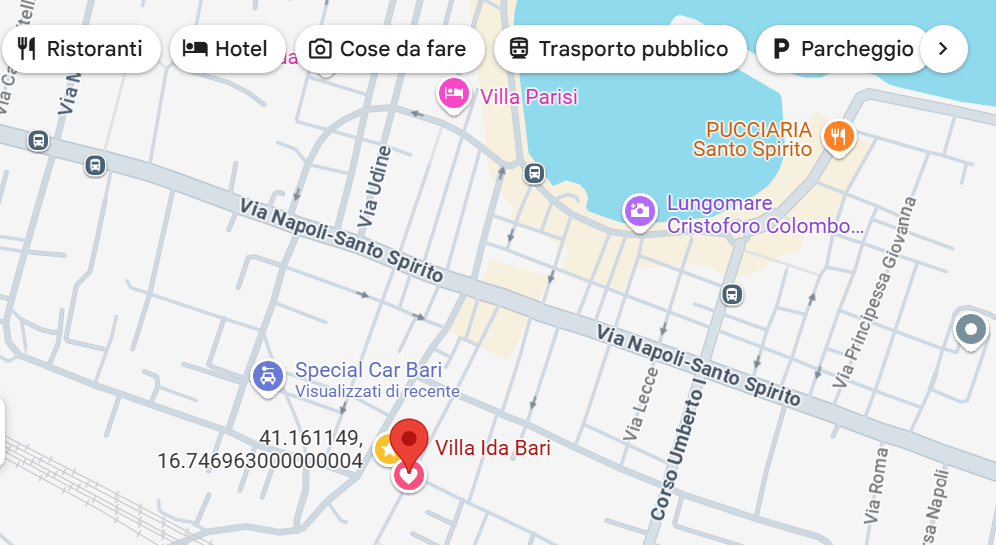 Maps Villa Ida in Bari